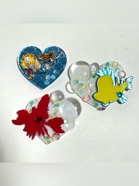 Set of 3 Custom Little Mermaid themed Brooches